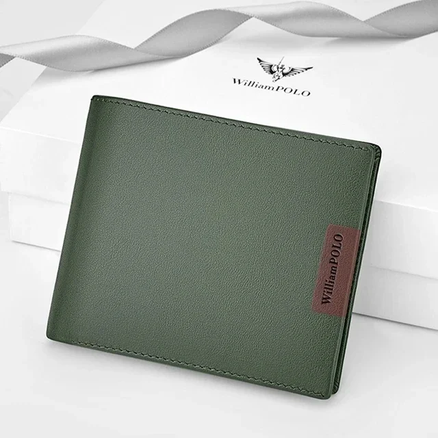 Men's short soft cowhide genuine leather wallet 2024 new trendy brand fashion men's wallet WILLIAMPOLO