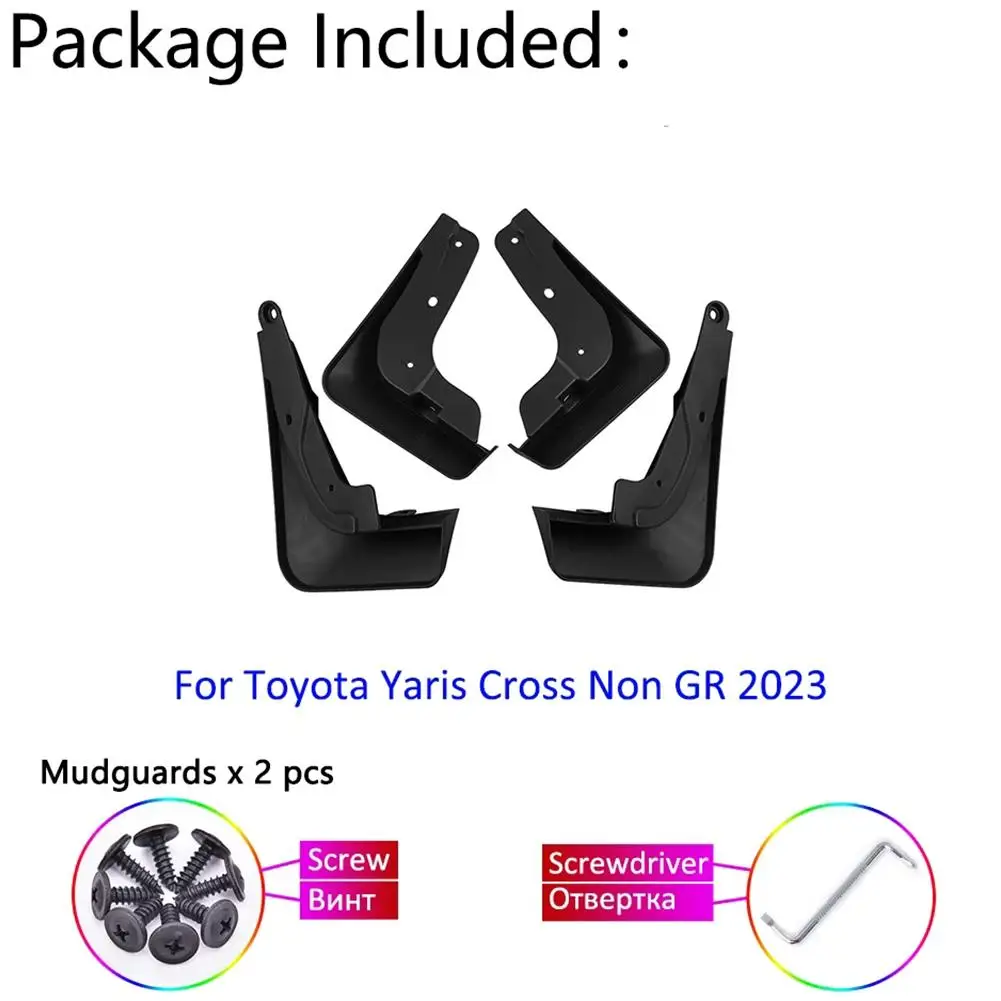 4pcs Car For Toyota Yaris Cross Non GR 2023 Auto Front Rear Mud Flaps Guard Wheel Low End Anti-dirty Car Accessories