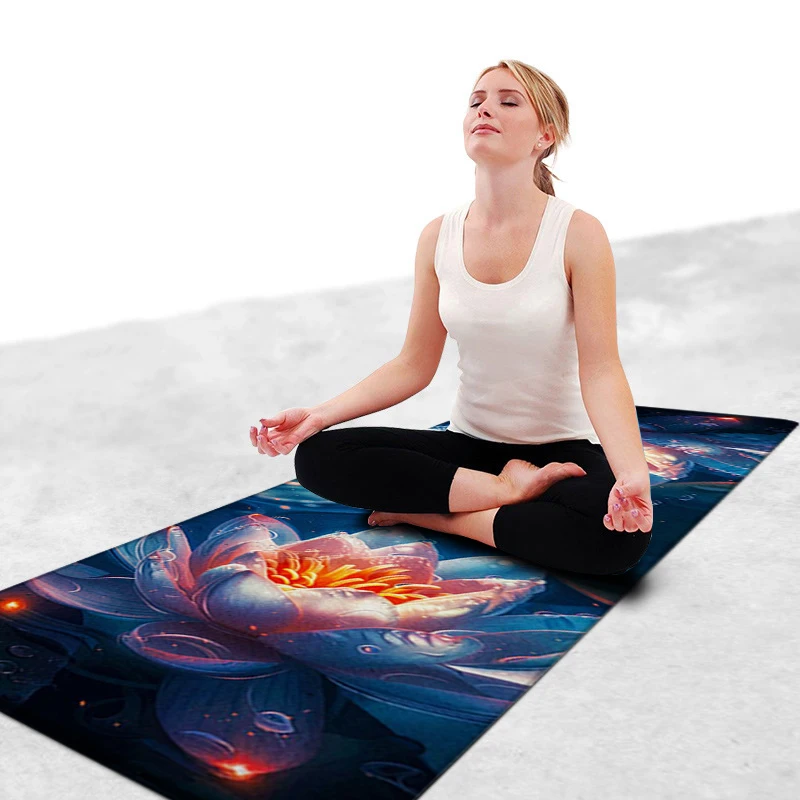 Psychedelic Lotus Yoga Meditation Mat Meditate Cushions Bedroom Living Room Kitchen Floor Carpet Chakra Healing Rug Large Size