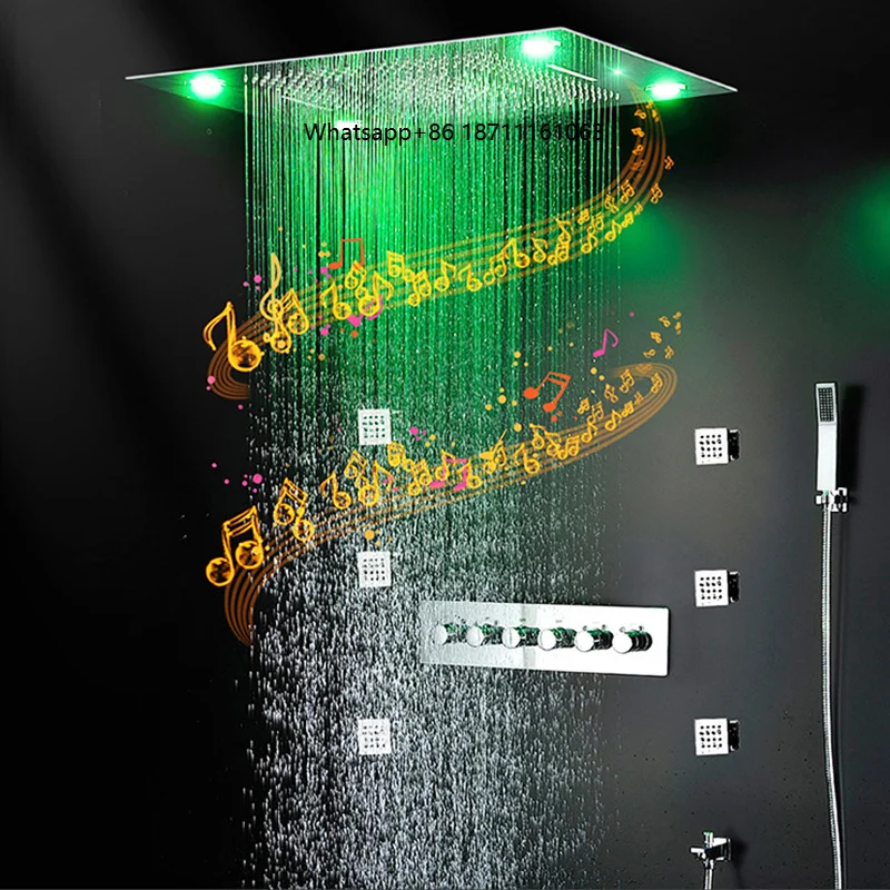 Luxury Bathroom 800*600mm Waterfall Shower Concealed Mounted 304 Stainless Steel Polished Thermostatic Faucets Modern Design