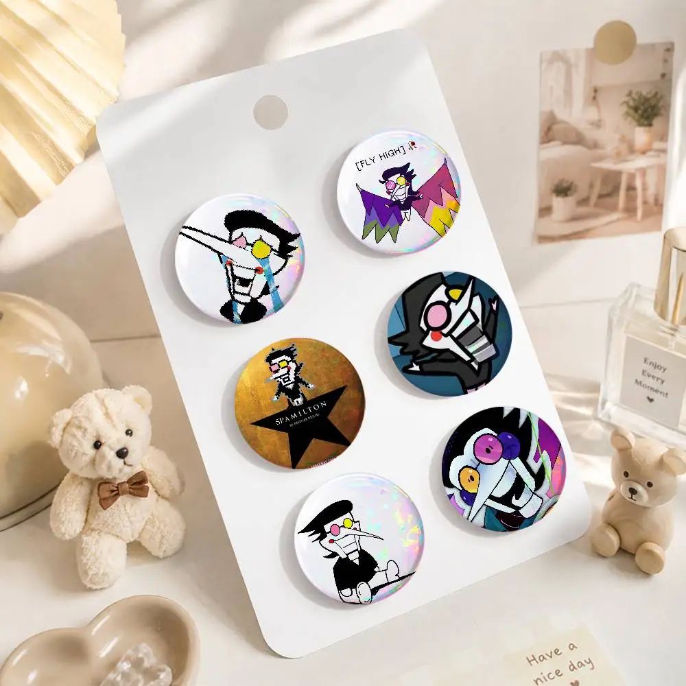 A-Delta-arus-ne Sps-ama-ton Round Button Badge Pin Set Anime Cartoon Game Music Cool Fashion Brooch For Backpack Clothes Hat