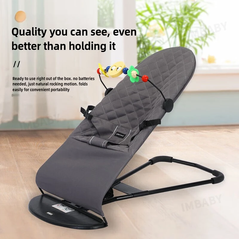 Foldable Baby Rocking Chair for Infants Aged 0-12 Months 3 Heights Adjustable Baby Rocking Chair Baby Comfort Chair Bring Toys