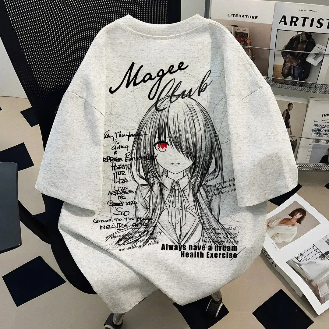 Anime DATE A LIVE Tokisaki Kurumi Short Sleeve T Shirt Women Men Harajuku Tops Aesthetic Graphics Tshirt Cotton Tees Streetwear