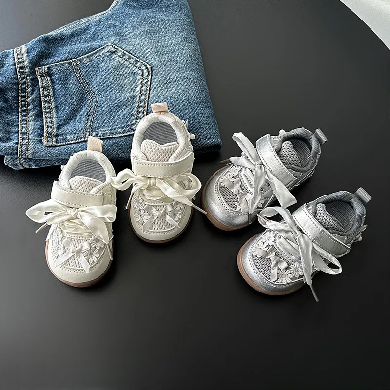 

Baby Girl Korean Style Shoe 2025 Autumn New Kid Sneaker Anti Slip Walking Shoes Fashion Girl Shoes Sweet Bowtie Shoes
