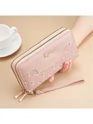 Women's Long Wallet Korean Simple Splicing Printing Clutch Bag Letter Decoration Coin Purse Card Bag