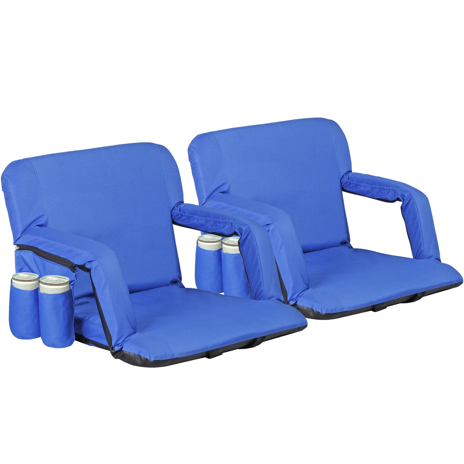 

2PCS Wide Stadium Seat for Bleachers w/Back Support Reclining Stadium Chair Blue