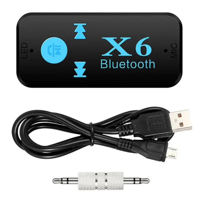 X6 Wireless Bluetooth-compatible Receiver Transmitter Handsfree Adapter 3.5mm Jack for MP3 Car Music Audio A2DP Support TF Card