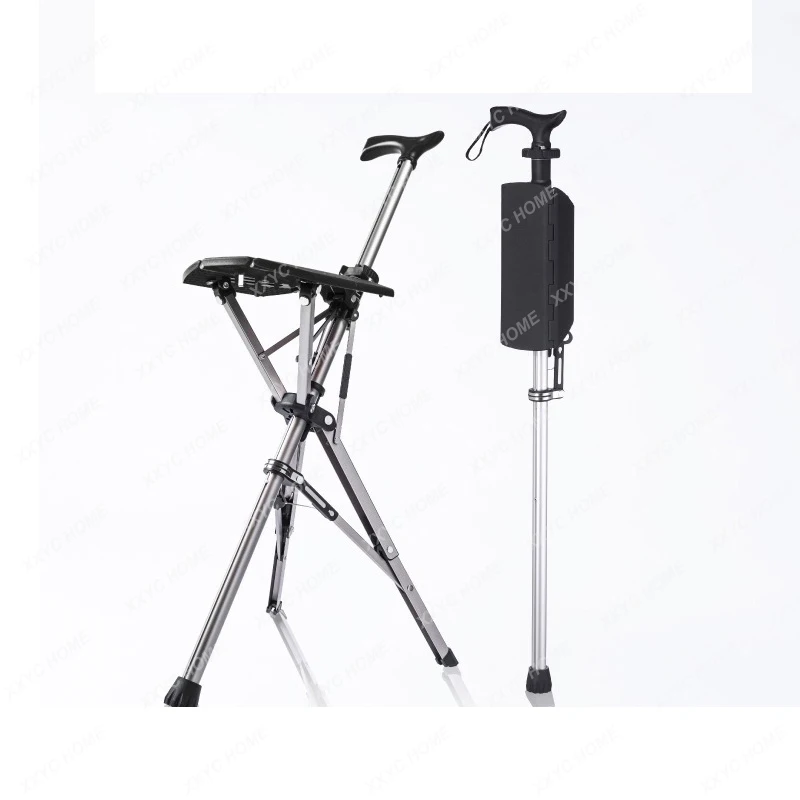 

Aluminum Alloy Outdoors Folding Crutch Chair Elderly Hand Stool Slip Portable Delta Stools Beach Camping Walking Stick Chairs