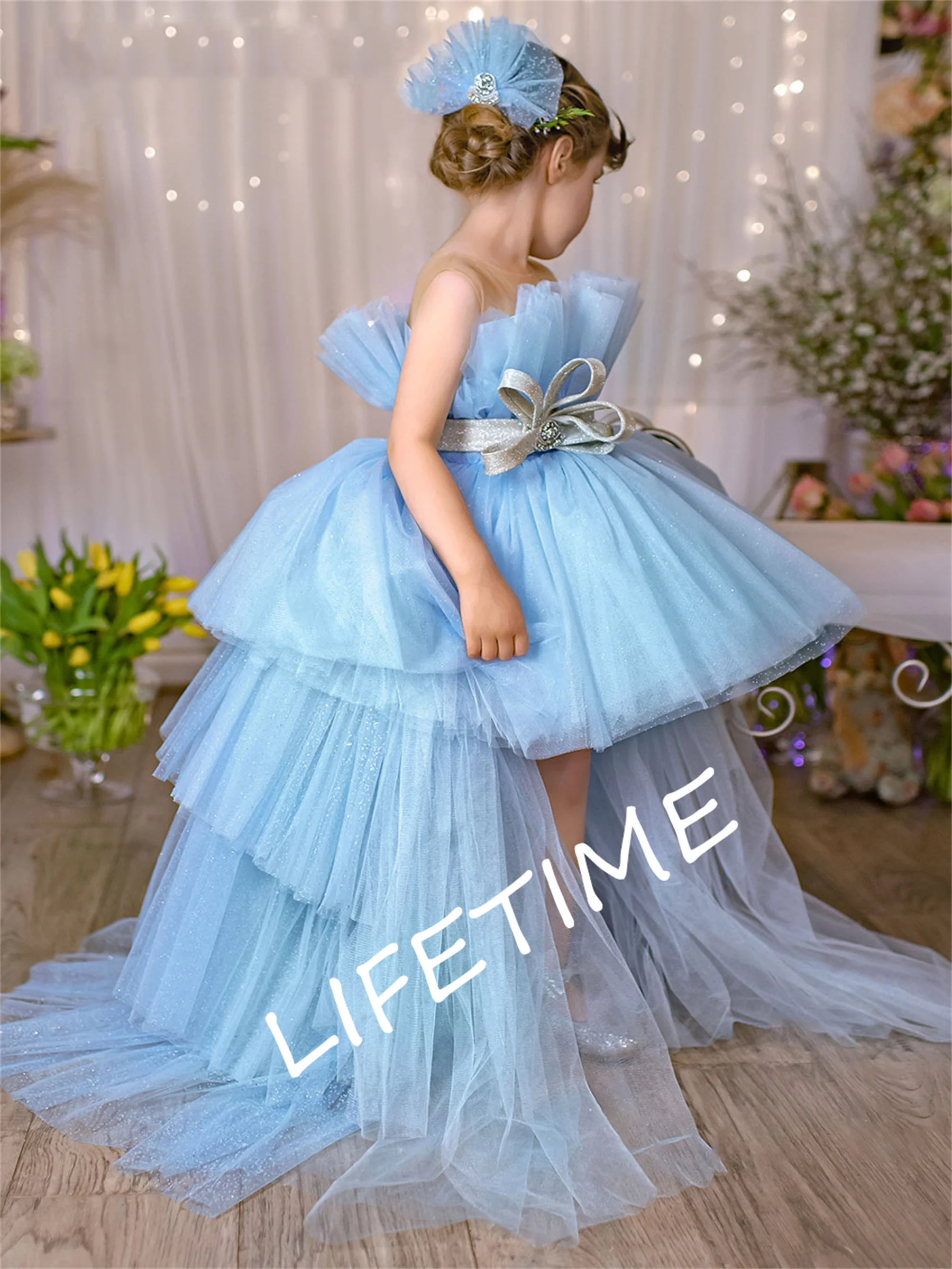 

Gardenwed Blue Girl Dress Tulle Puffy Princess Dress Cute Baby Girl Dress Birthday Dress Flower Girl Dress Wedding Party Dress