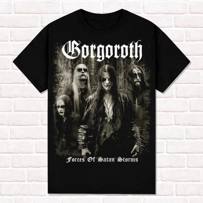 Gorgoroth تي شيرت قوات الشيطان العواصف 2025 صحيح النرويجية الأسود المعادن الصيف القطن الرجال النساء المحملة الشارع الشهير عادية العصرية