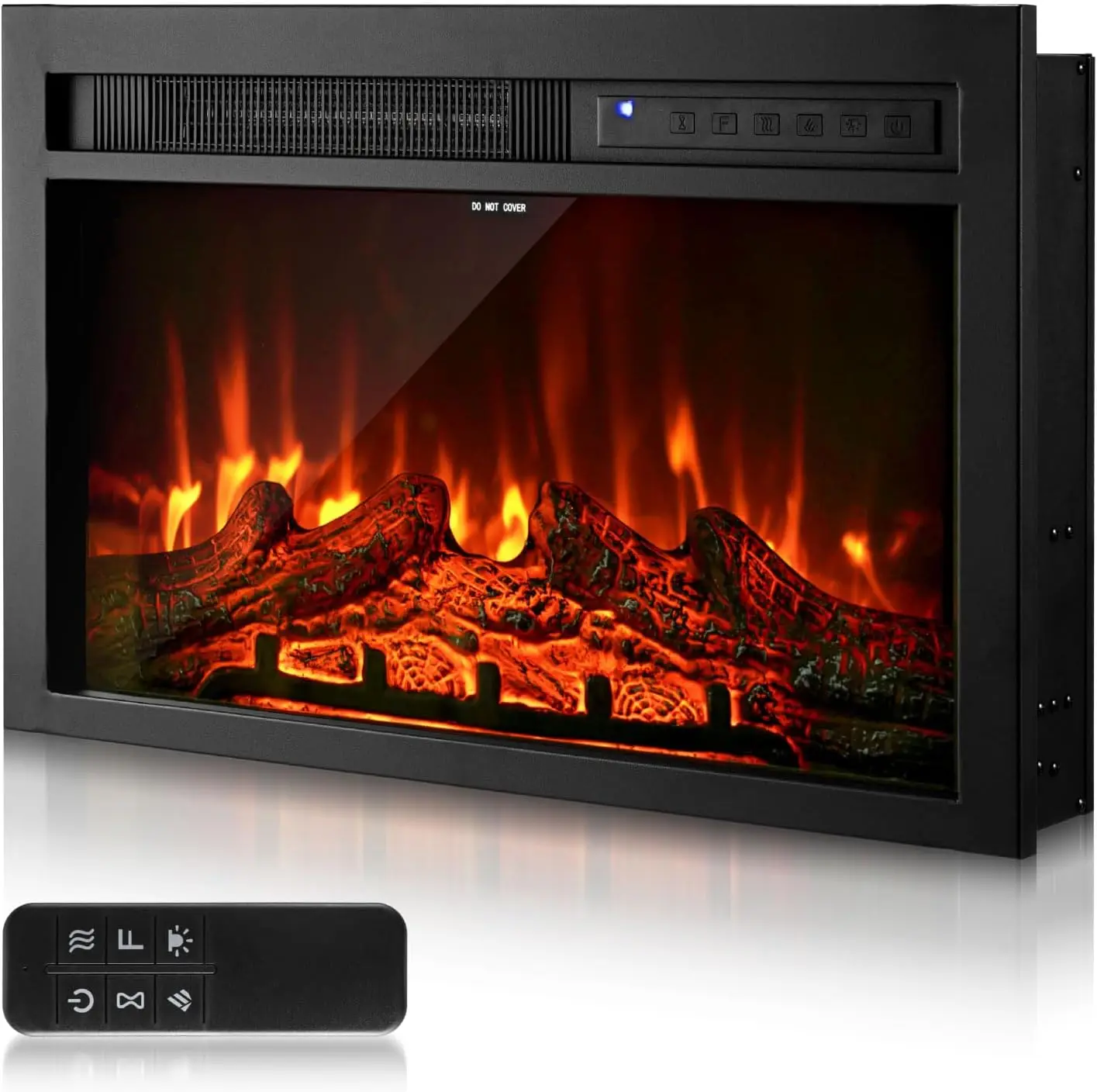 Electric Fireplace Insert, 26 inch Recessed and Wall Mounted with Adjustable Flame Color Brightness & 8h Timer & Remote Control,