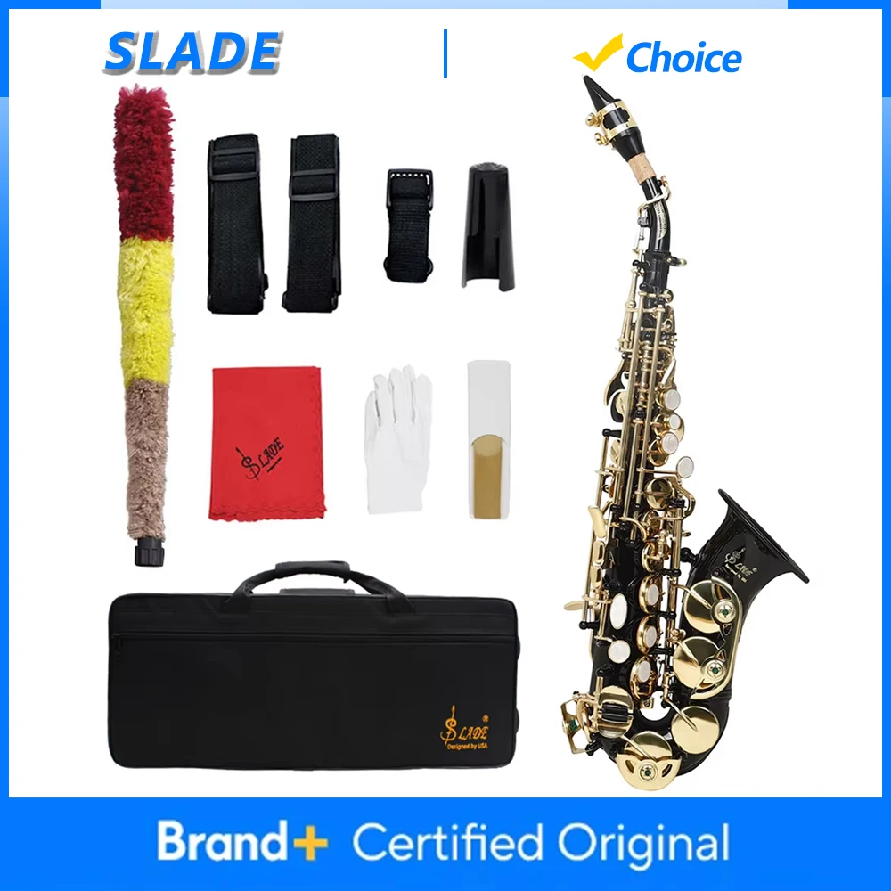 

SLADE Soprano Saxophone Brass Body Sax Black Golden Bb Saxofone with Case Reeds Gloves Parts & Accessories Woodwind Instrument