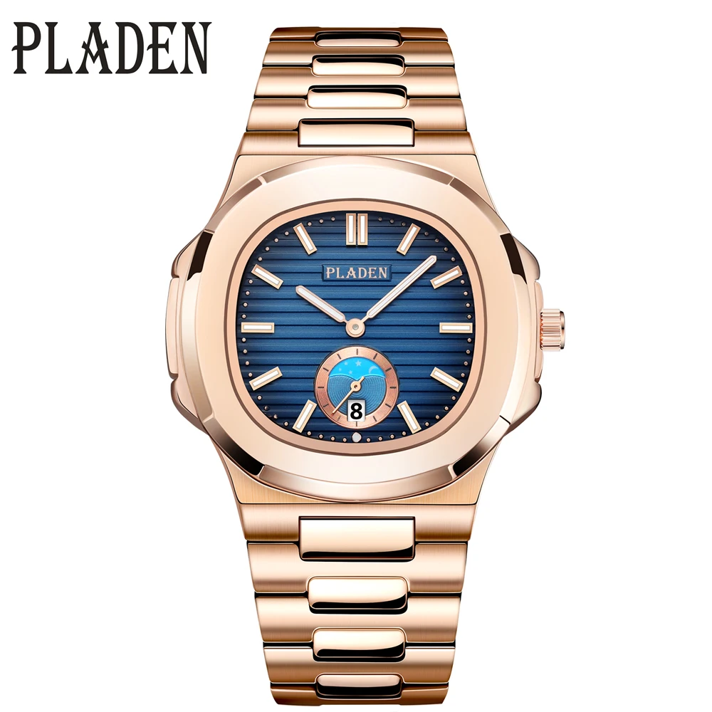 PLADEN Men\'s Quartz Watch Stylish Business Wristwatches Stainless Steel Calendar Waterproof Watches For Male High Quality New