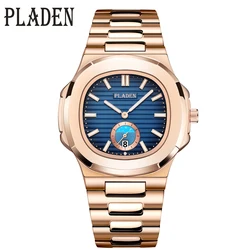 PLADEN Men's Quartz Watch Stylish Business Wristwatches Stainless Steel Calendar Waterproof Watches For Male High Quality New