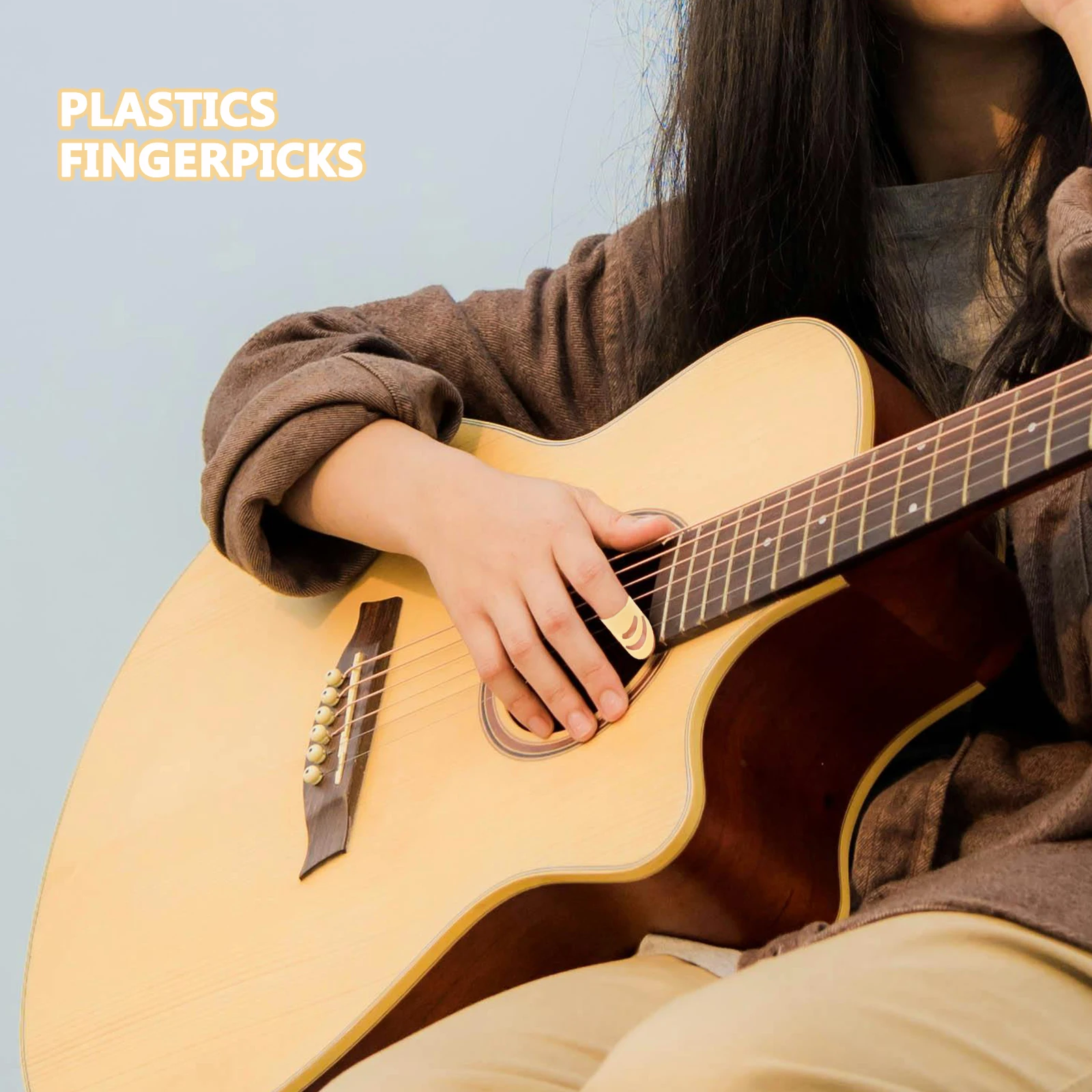 

2 Sets Guitar Finger Protector Plastic Thumbpicks for Ukulele Bass Fingertip Protectors Adjustable Picks Stable Sound Quality