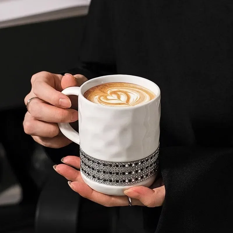 Ceramic Coffee Cup Set with Unique Design and High Aesthetic Value,Elegant Ceramic Coffee Cup for Home and Office Use