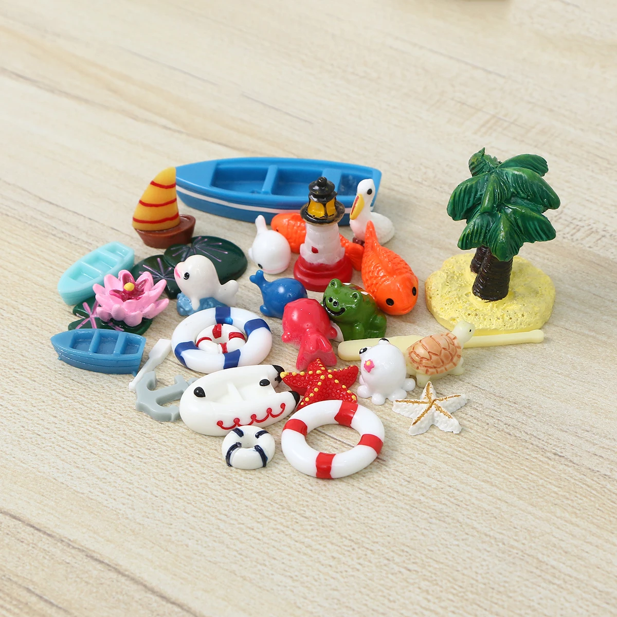 28Pcs Ocean Resin Ornaments Cute Mini Aquarium Decor for Fresh Salt Water Tanks Beach Theme Party Home Vivarium Landscape Craft