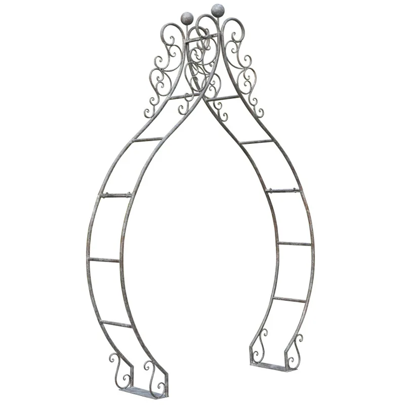 Retro old wrought iron rose arch flower stand outdoor garden courtyard door flower climbing vine stand bracket
