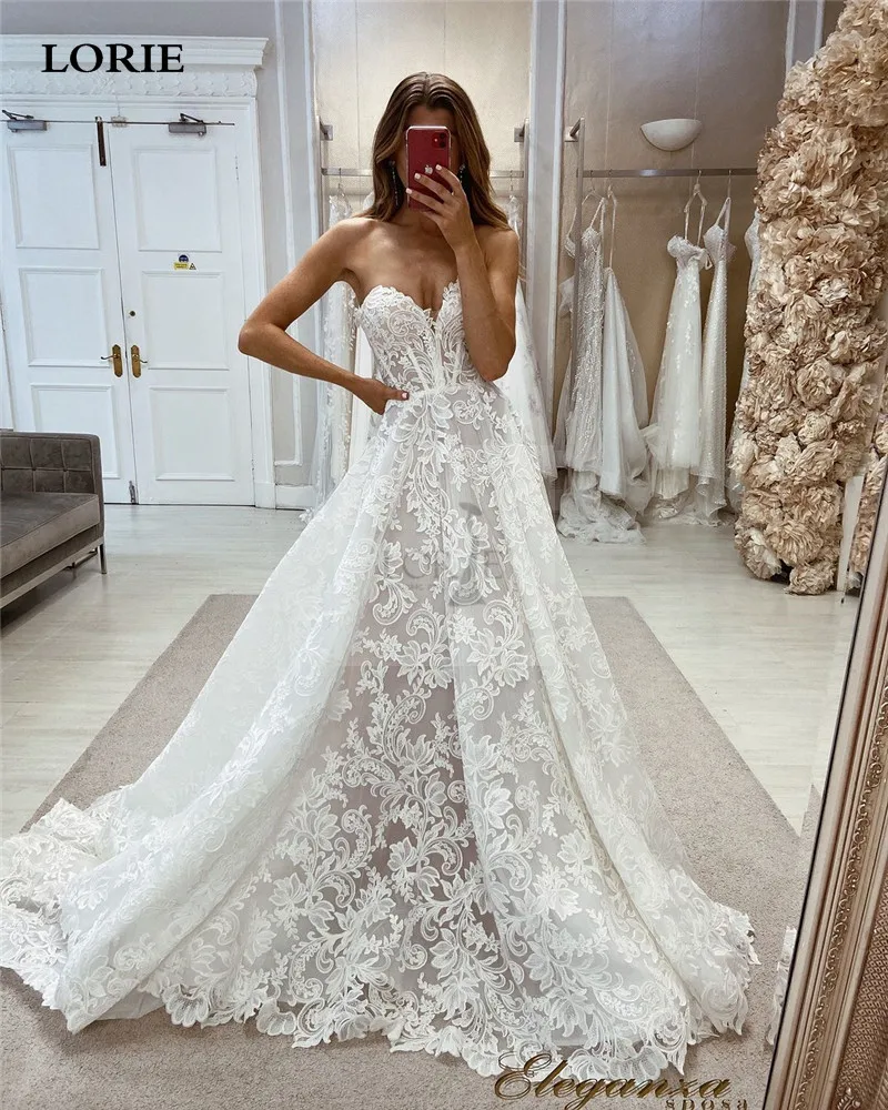 LORIE 2 Pieces Lace Wedding Dress Long Sleeve vestidos de novia 2024 A Line Off The Shoulder Appliques Bride Dresses