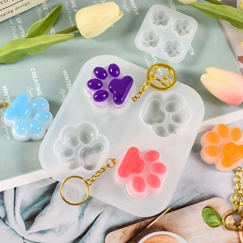 

Kitten Claw Keychain Mold Cat Little Heart DIY Resin Mold Crystal Epoxy Silicone Mold Pendant Jewelry Making Casting Mould