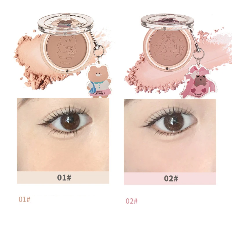 FLORTTE Blush Trim Natural Peach Nude Blusher Cute Makeup Korean Matte Food Bear Blush for dark skin