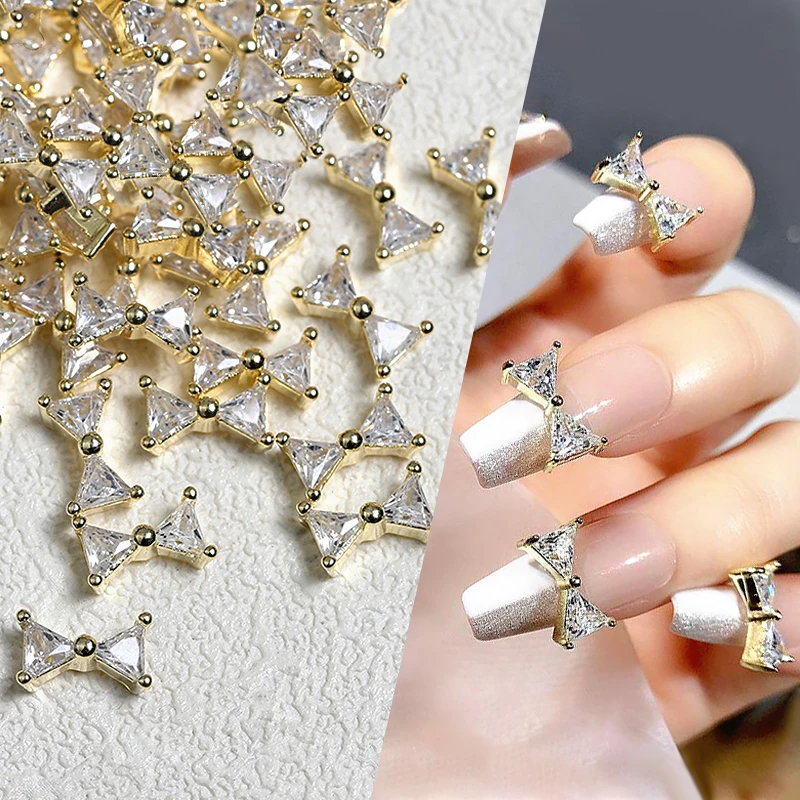 1 Stück Bowknot Legierung Nail Art Charme 3d Gold Silber Metall Französisch Maniküre Nagel Zubehör