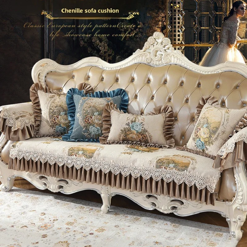 

Embroidery Sofa Cover Home Decor Living Room Non-slip Sofa Cushion European Jacquard Seat Slipcover Furniture Protective Cover