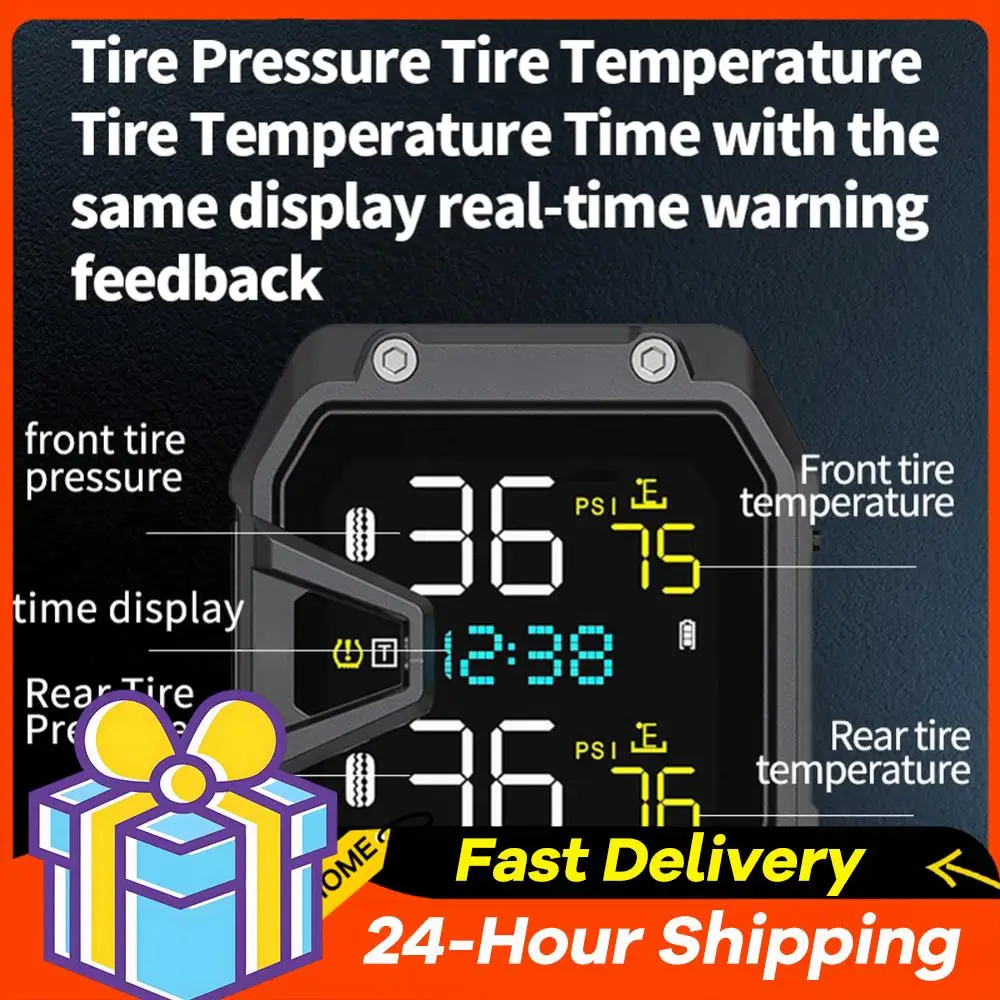 Sistema de alarma de monitoreo de presión de neumáticos de motocicleta con 2 sensores alarma de temperatura de presión de neumáticos de motocicleta accesorios de motocicleta