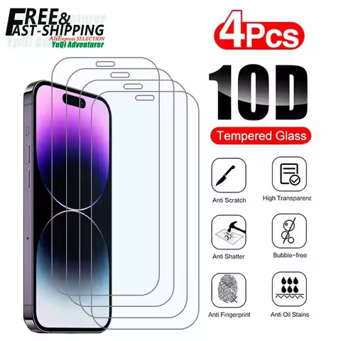 4PCS Tempered Glass for iPhone 16 15 14 13 12 11 Pro Max Mini Screen Protector for iPhon 7 8 6 6S Plus SE2020 X XR Xs Max 9H HD