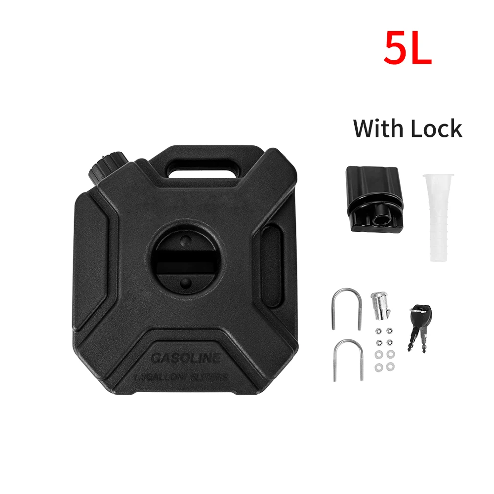 Universal 5L Motorcycle Spare Fuel Tank Car Jerrycan Jerry Can Caniste Petrol Oil Gas Container Lock Set Accessories image 3