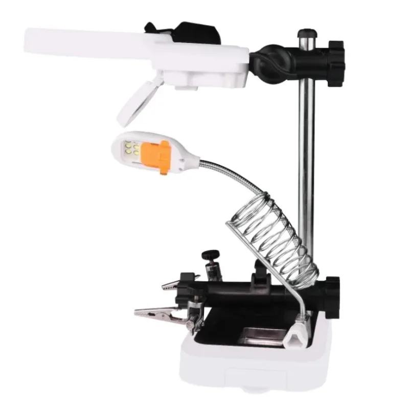 

11X Soldering Iron Station Stand With Welding Magnifying Glass Clip Clamp Third Hand Helping Desktop LED Magnifier Repair Tool