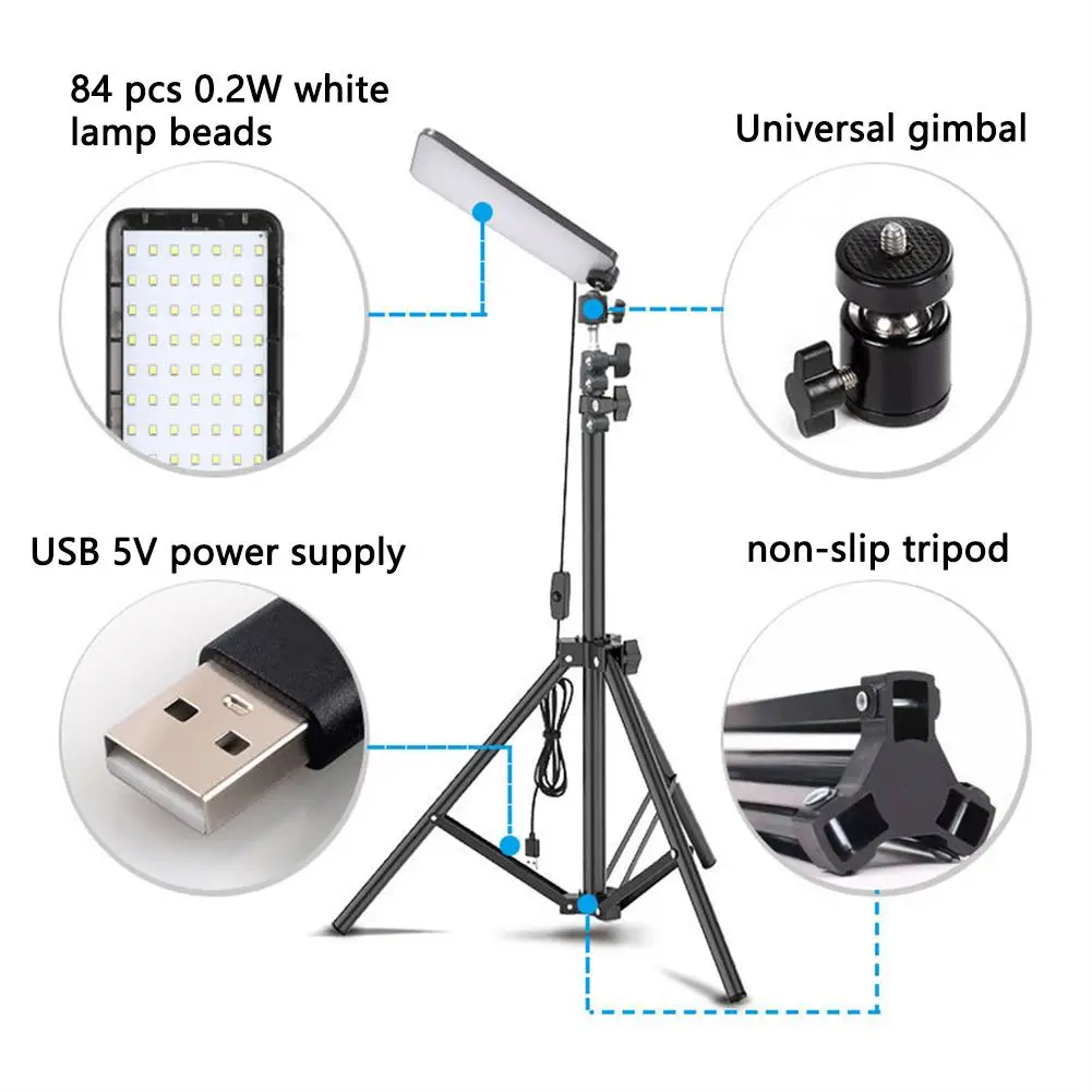 Portable Led Work Light Outdoors USB Tripod Camping Lamp Spotlight Telescopic Pillar Lamps Collapsible Outdoor Picnic Light