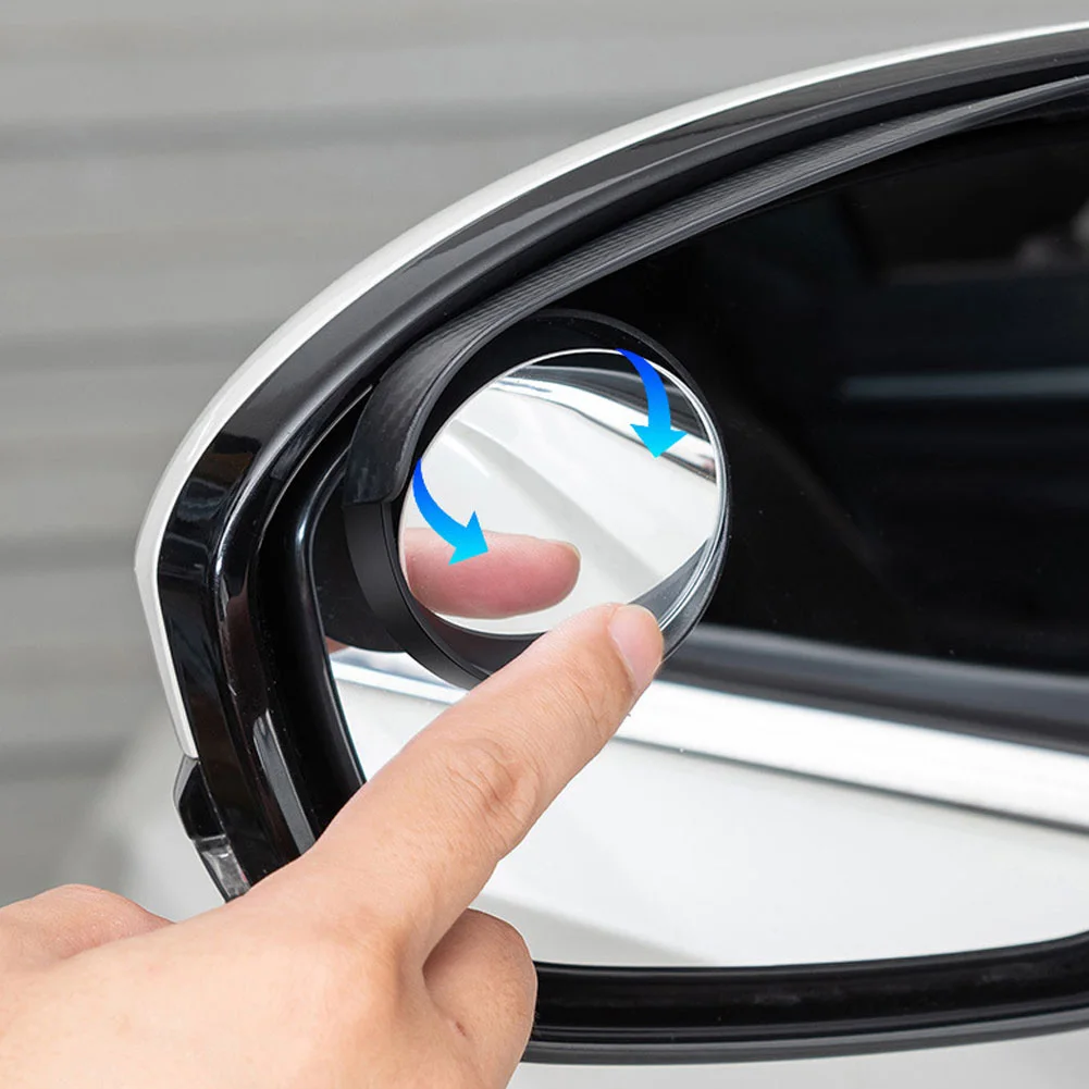 Rétroviseur de Voiture avec Sourcils de Pluie, Miroir d'Angle Mort Rond à Encliqueter, Protection de Rétroviseur Latéral pour Tous les Véhicules, 1 Paire