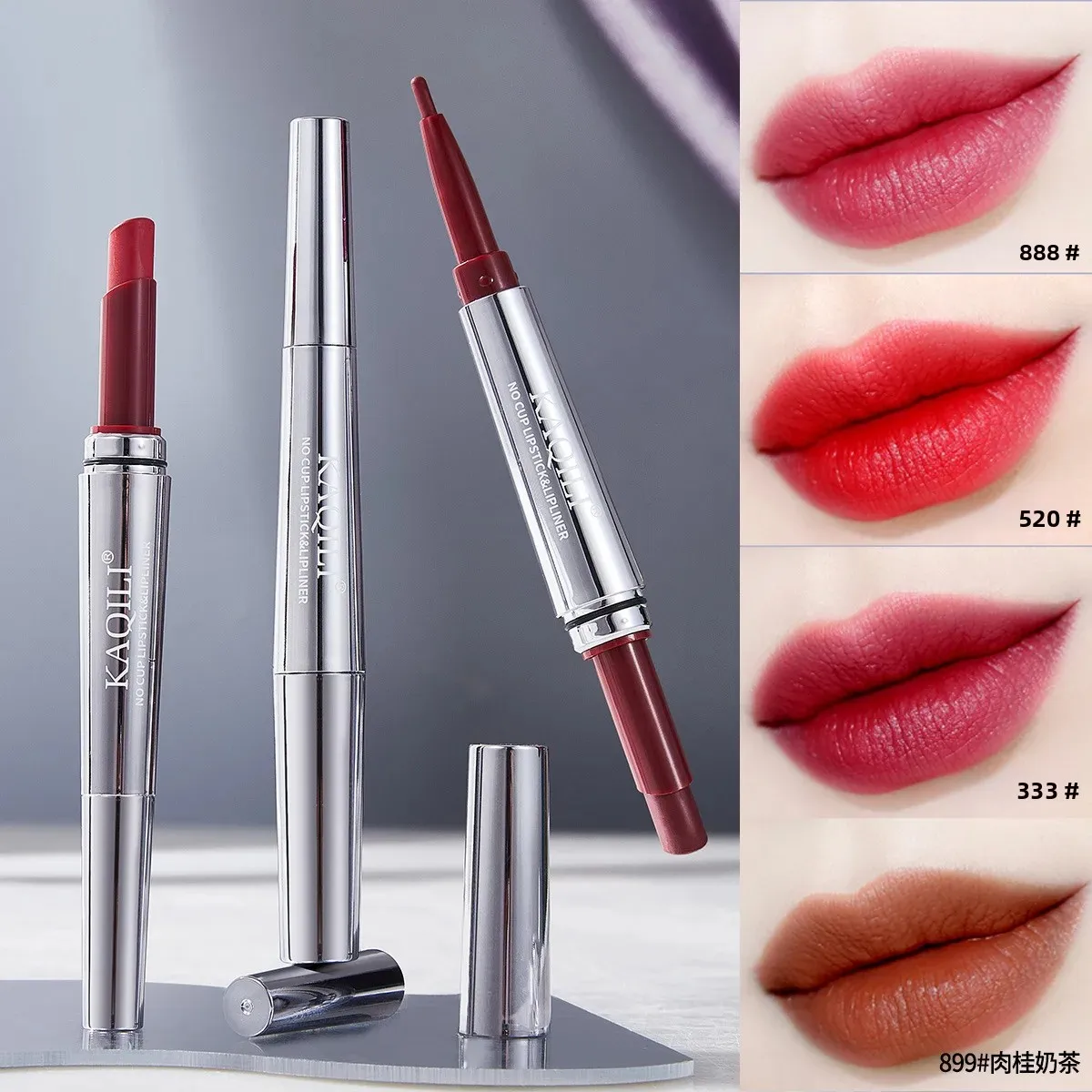 Matita per labbra opaca a doppia estremità Rossetto impermeabile a lunga durata senza trasferimento a prova di sbavature per un trucco labbra perfetto