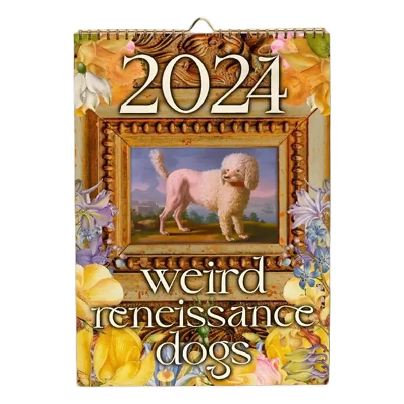 

2024 Dog Calendar Weird Retro 2024 Funny Dog Calendars New Year Accessories Wall Decor For Schools Homes Bedrooms Dorms