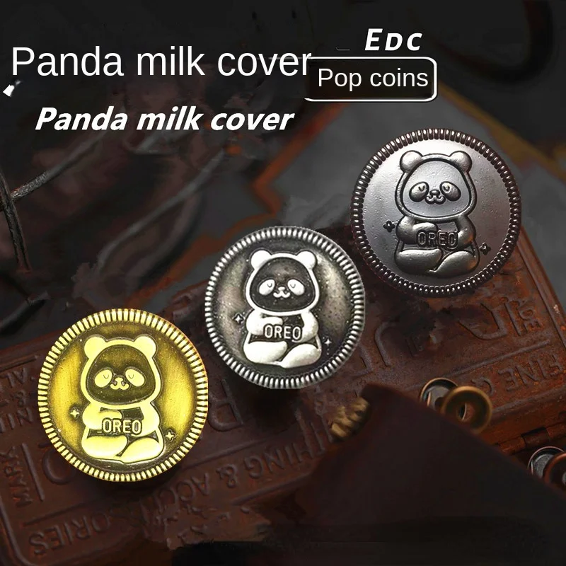 

Panda Pop Coin EDC Fingertip Peg-Top Plaything Ppb Push Card Decompression Artifact Metal Loaded