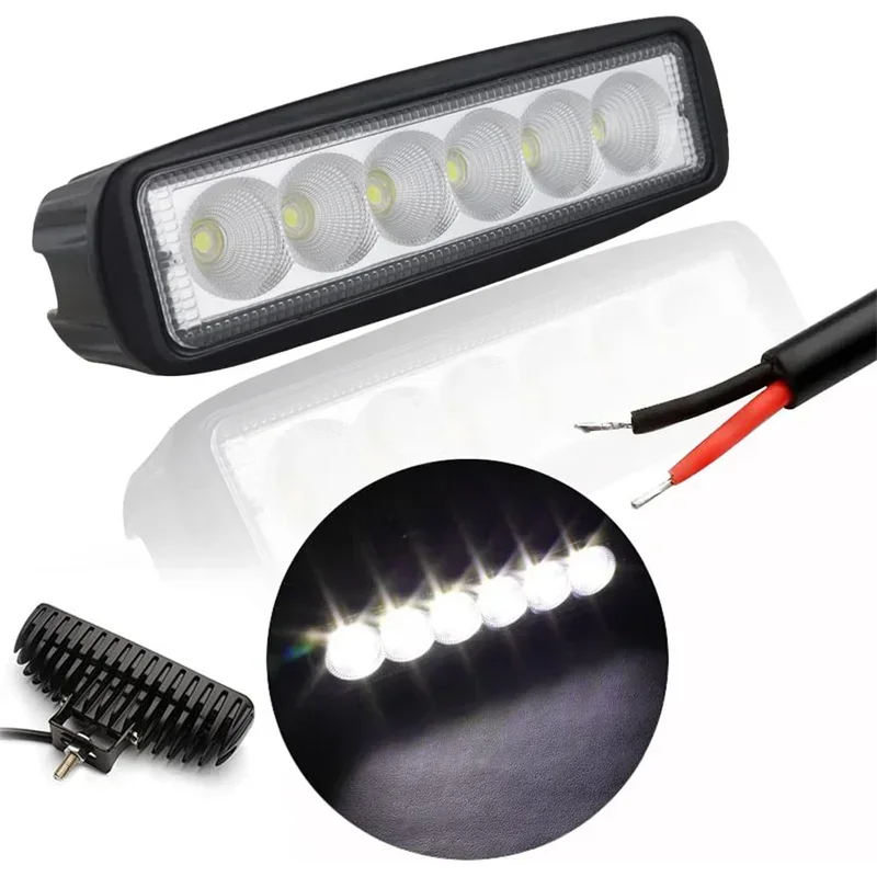 إضاءة ليد للسيارة على الطرق الوعرة ، أضواء كاشفة عالية ، مصابيح أمامية لسيارات الدفع الرباعي ، مصباح قيادة ، سبائك الألومنيوم ، مقاوم للماء ، 18 واط ، 6 ليد ، 12 فولت ، 24 فولت ، مجموعة واحدة ، 2 مجموعة #5