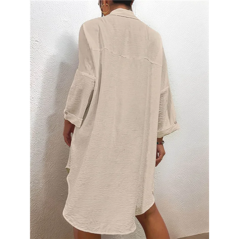 

Women Modern Swimsuit Cover Up Blouse Button Down Shirt Dresses Tops