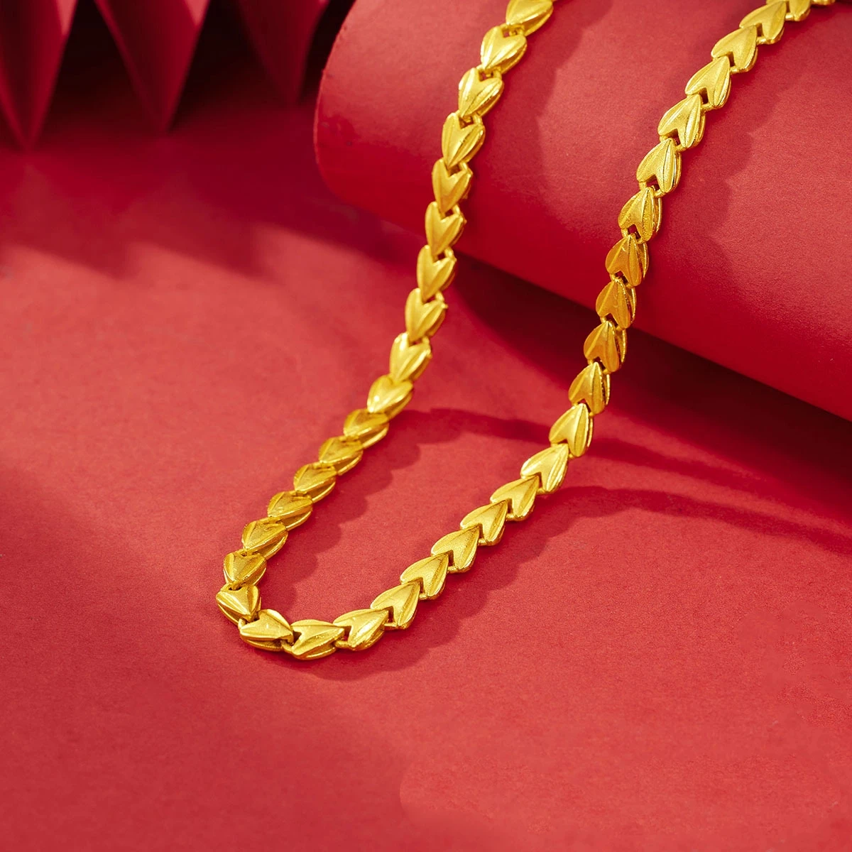 Luxurious 24K real gold love necklace for women fashion au9999 gold temperament simple collarbone chain