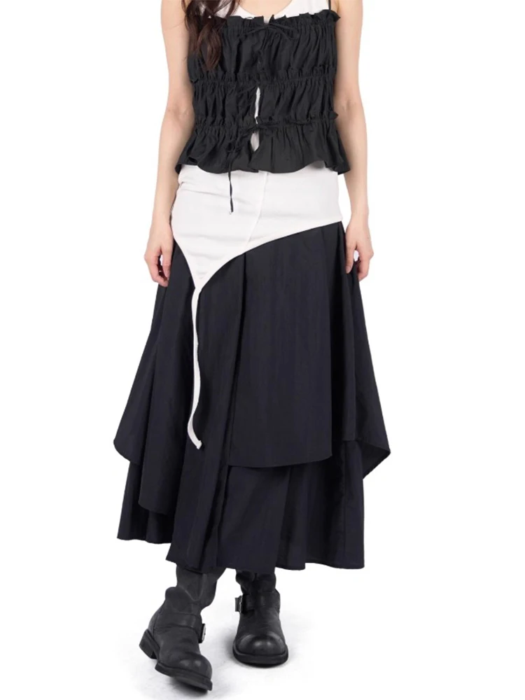 Liangliang ريترو 3D مصممة غير متناظرة f تنورة المرأة الصيف تصميم جديد ألف خط اللون تنورة طويلة عالية الخصر كوريا... #4