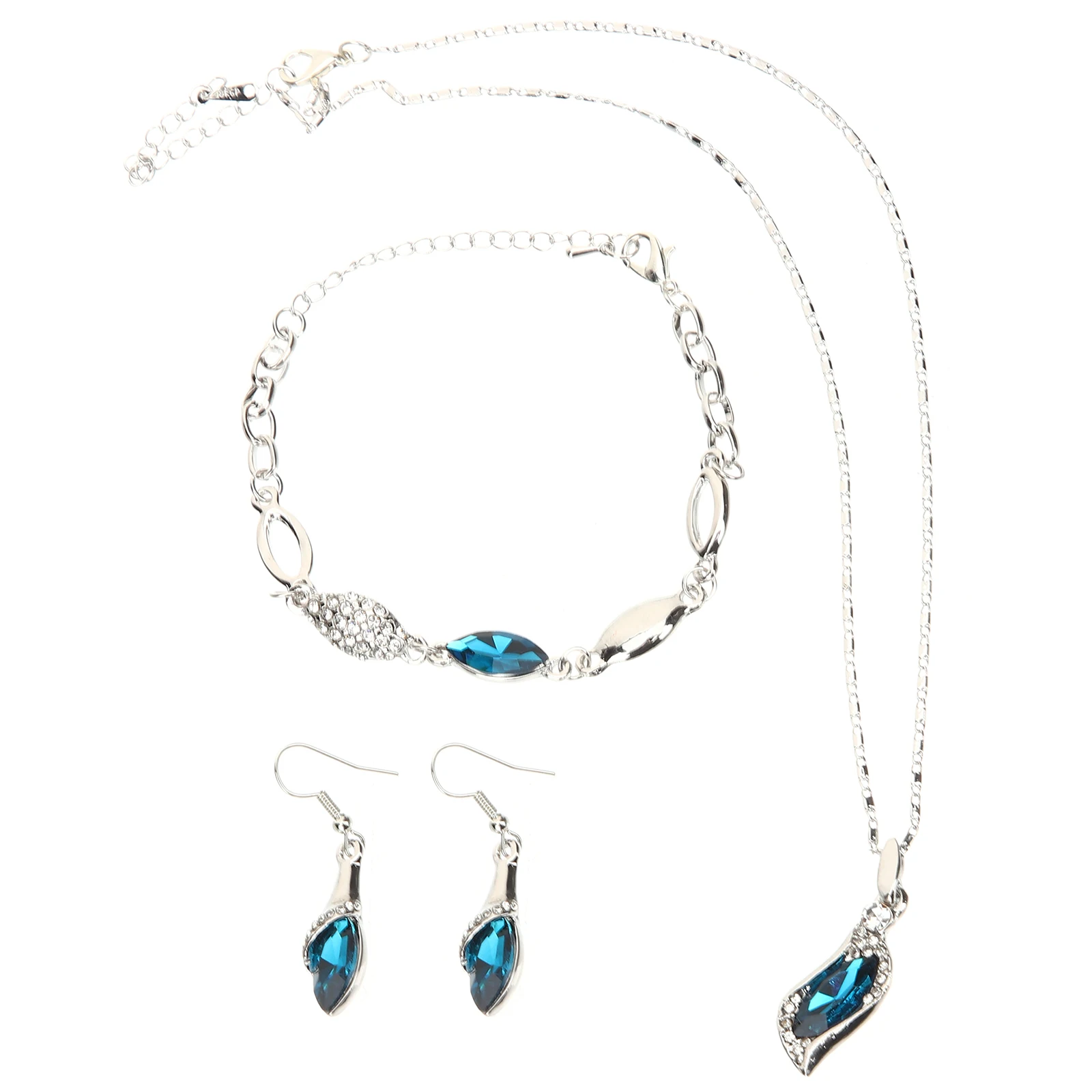 

Crystal Necklace Kit Trendy Women Pendant Earrings Bracelet Set 0.01cent Crystal Jewelry Lightweight Smooth Birthday Halloween