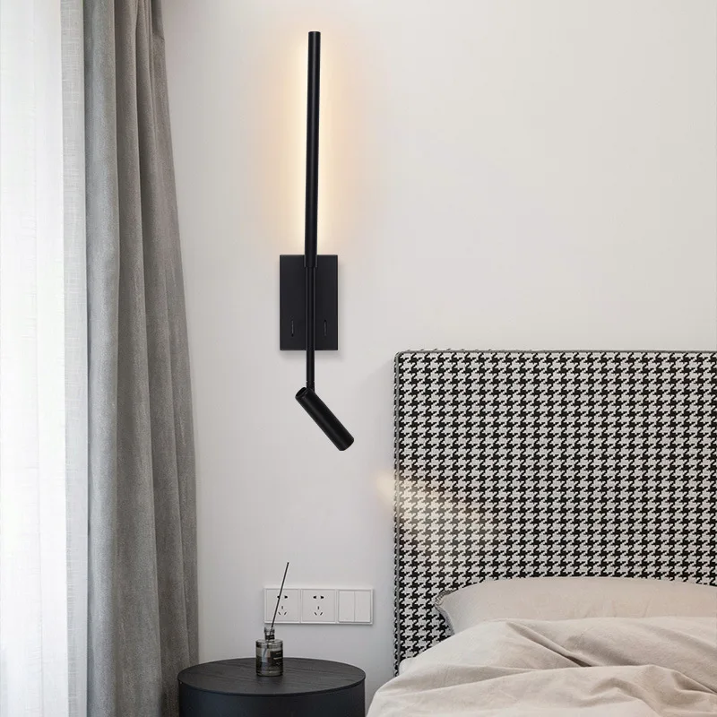 

LED 12W Simple Modern Hotel Bedside Wall Lamp Reading Lamp Black/White Adjustable Indoor Living Room Wall Lamp Corridor Lamp
