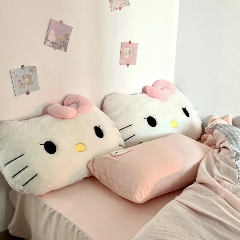 

Kawaii Hello Kitty плюшевая подушка для спальни, коврик для головы, большой коврик для спинки, автомобильная подушка для девочек, диван, сиденье, талия, украшения для дома