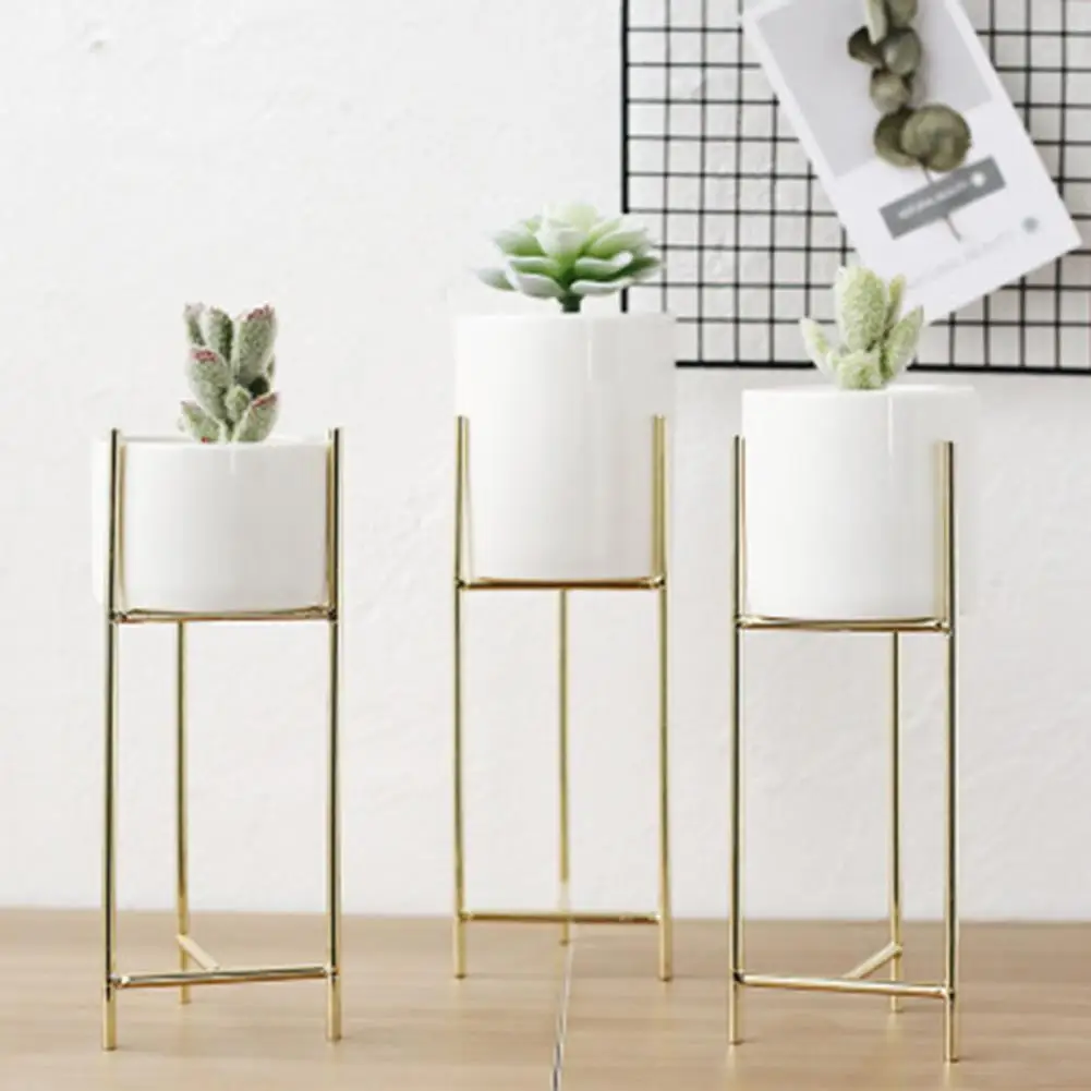 1 Set Iron Frame Table Flower decoration Ceramic Pot,Gold Or White Metal Premium Cake Stand, Birthday Party Decorative Flower