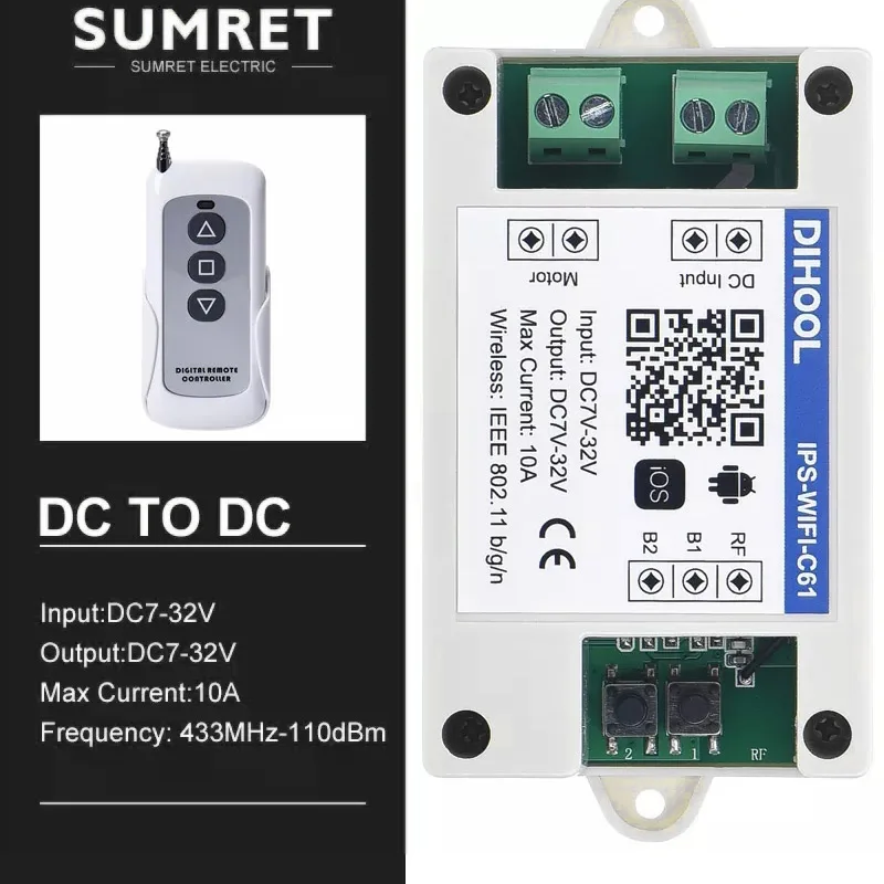 Wifi DC Motor RF avanti e indietro Controler 12V 24V 36V interruttore relè eWelink APP Control Door Open telecomando intelligente