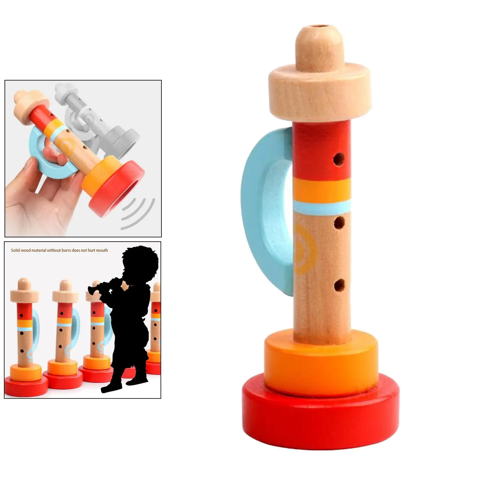 Durable and Practical Musical Toy Wooden Horn Hooter Trumpet Instruments Music Toys