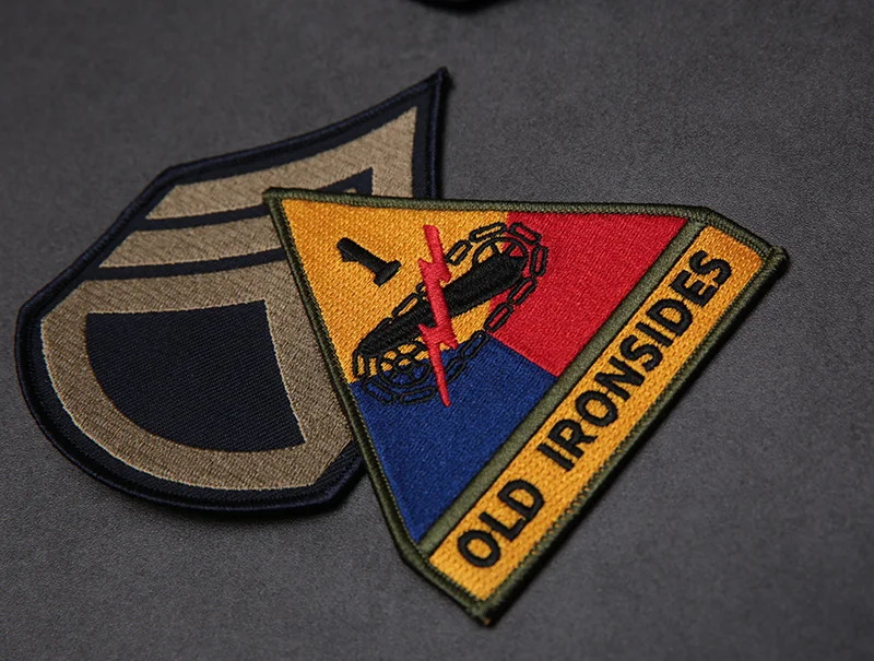 WW2 Fury براد بيت سترة عسكرية التصحيح موحدة الجيش الأمريكي رجل شارة التطريز الحديد على/خياطة على