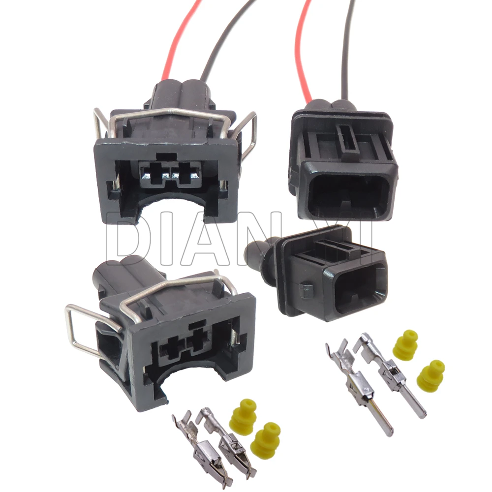 

1 Set 2 Way EV1 Fuel Injector Nozzle Connector with Cables 037 906 240 829441-1 037906240 106462-1 AC Assembly Auto Cable Plugs