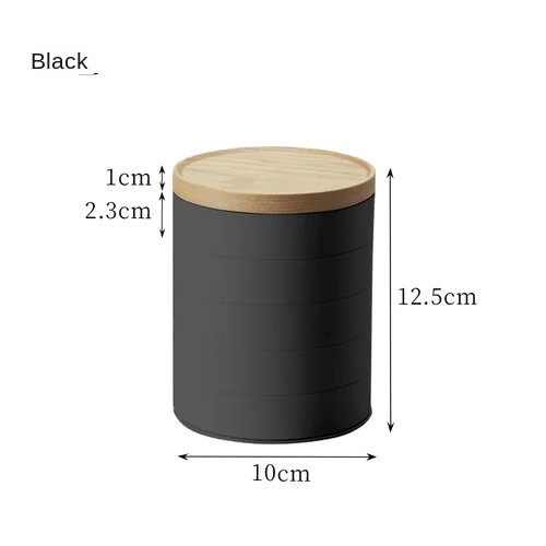 Wooden Cover Plastic Five-laye Jewelry Box Round Rotatable r Jewelrys Sorting Box Desktop Earring Organizer Home Storage Tools