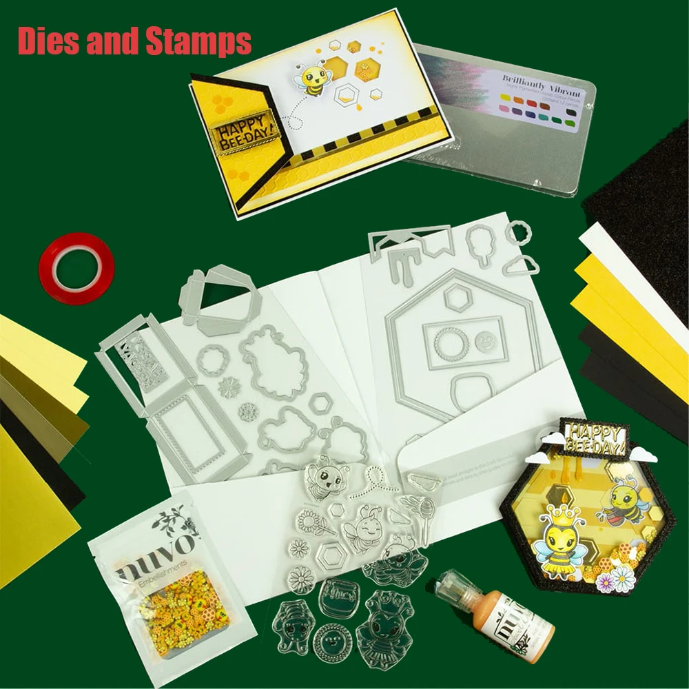 2026 New Tonic Bees Dies & Stamps, Xmas Camper Van/Street Shop/Fireplace/Holly Ornament, Birthday Clear for Card Scrapbook Craft